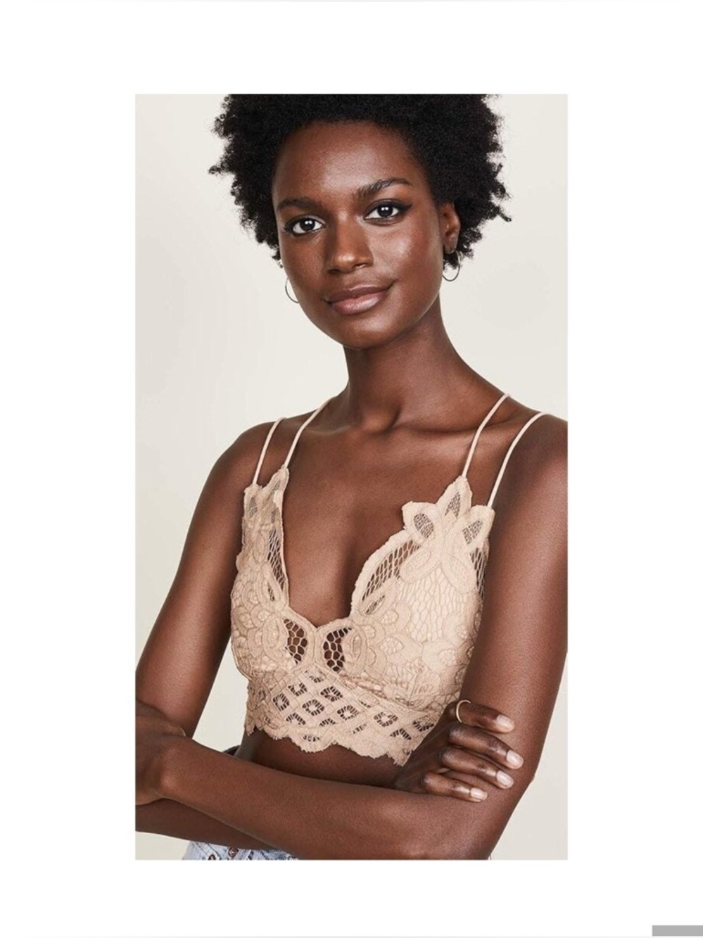 Free People Gold Lace Crop Top